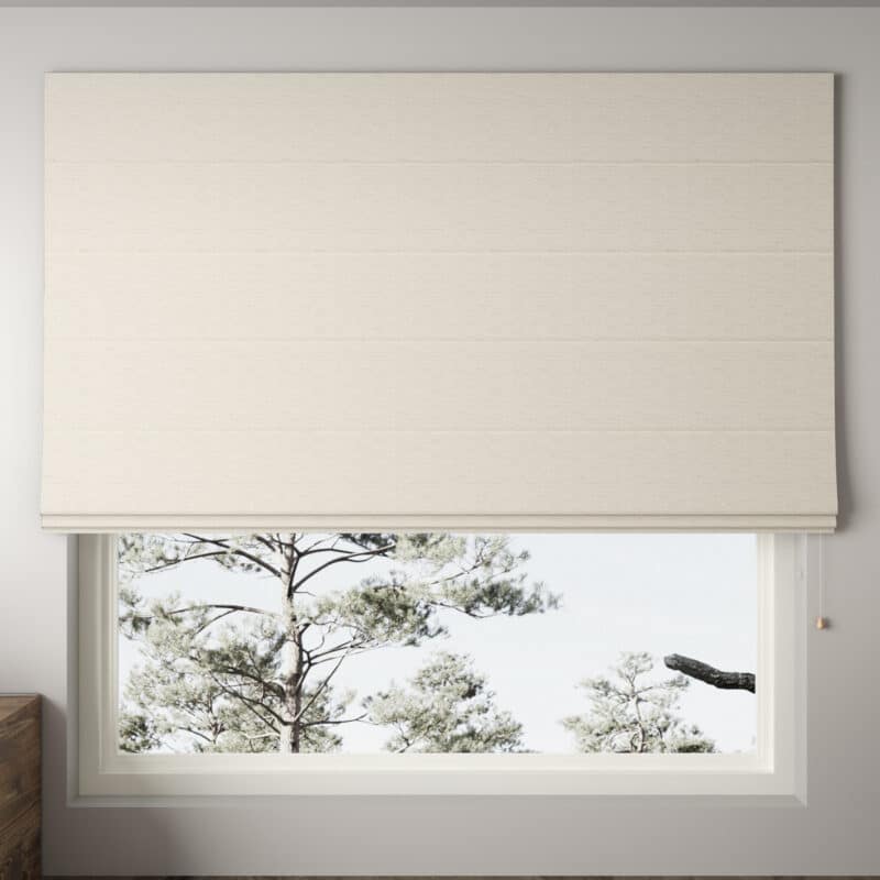 Blockout Roman Blinds in Birch, from our Ora fabric