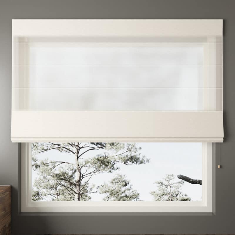 Light Filtering Roman Blinds in Birch, from our Ora fabric